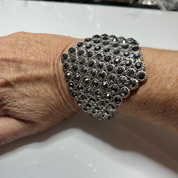 Park Lane silver and black crystal cuff bracelet - Picture 3 of 5